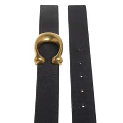 Coach Black/Brown Leather Signature Buckle Reversible Belt M