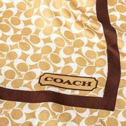 Coach Cream Logo Print Framed Silk Stole