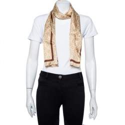 Coach Cream Logo Print Framed Silk Stole