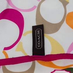 Coach Multicolor Logo Printed Silk Square Scarf