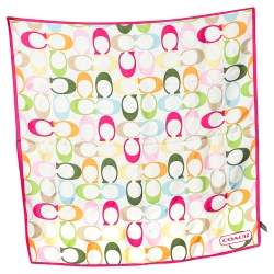 Coach Multicolor Logo Printed Silk Square Scarf