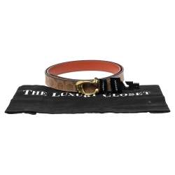 Coach Brown Signature Coated Canvas Logo Buckle Belt L