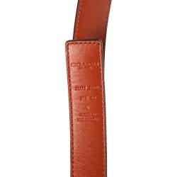 Coach Brown Signature Coated Canvas Logo Buckle Belt L