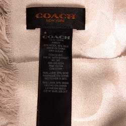 Coach Beige Monogram Jacquard Silk & Wool Scarf