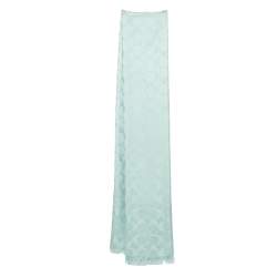 Coach Green Monogram Jacquard Silk & Wool Scarf