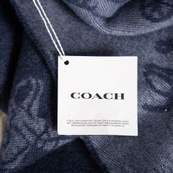 Coach Navy Blue Horse & Carriage Jacquard Reversible Muffler