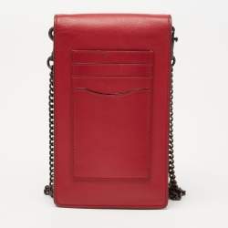 Coach Multicolor Signature Canvas And Leather Chain Crossbody Phone Pouch