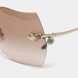 Coach Pale Gold Tone/Brown HC7082B Rimless Butterfly Sunglasses