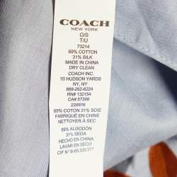 Coach Blue Floral Bow Print Cotton & Silk Oblong Scarf