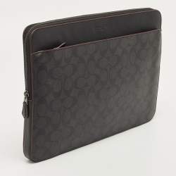 Coach Black Signature Coated Canvas and Leather Laptop Sleeve