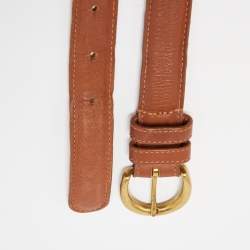 Pre Owned Coach Tan Leather Slim Buckle Belt 70CM