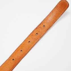 Pre Owned Coach Tan Leather Slim Buckle Belt 70CM