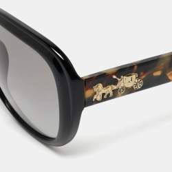 Coach Black/Dark Vintage Tortoise Round Sunglasses