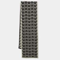 Coach Vintage White/Black Monogram Wool Winter Scarf