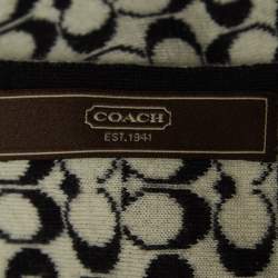 Coach Vintage White/Black Monogram Wool Winter Scarf