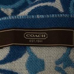 Coach Blue Monogram Wool Reversible Muffler