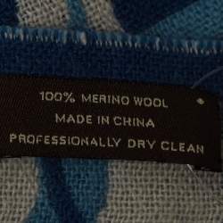 Coach Blue Monogram Wool Reversible Muffler
