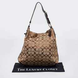 Coach Beige/Brown Signature Canvas and Leather Hobo