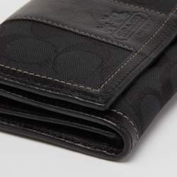 Coach Black Signature Canvas and Leather Continental Wallet