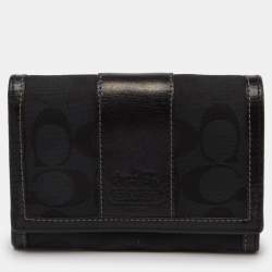 COACH Black Signature Canvas Buckle orders Wallet