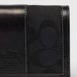 Coach Black Signature Canvas and Leather Continental Wallet