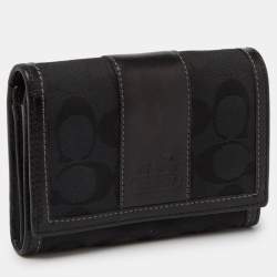 Coach Black Signature Canvas and Leather Continental Wallet
