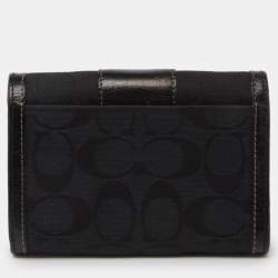 Coach Black Signature Canvas and Leather Continental Wallet