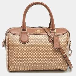Coach Brown Printed Coated Canvas and Leather Mini Bennett Satchel