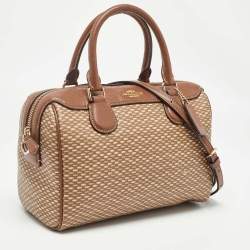 Coach Brown Printed Coated Canvas and Leather Mini Bennett Satchel