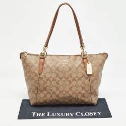 Coach Brown/Beige Signature Coated Canvas and Leather Ava Tote
