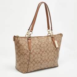 Coach Brown/Beige Signature Coated Canvas and Leather Ava Tote