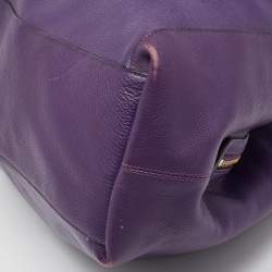 Pre Owned Coach Purple Leather Large Horse & Carriage Large Edie Shoulder Bag