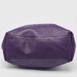 Pre Owned Coach Purple Leather Large Horse & Carriage Large Edie Shoulder Bag