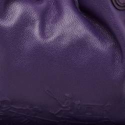 Pre Owned Coach Purple Leather Large Horse & Carriage Large Edie Shoulder Bag