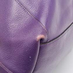 Pre Owned Coach Purple Leather Large Horse & Carriage Large Edie Shoulder Bag