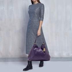 Pre Owned Coach Purple Leather Large Horse & Carriage Large Edie Shoulder Bag