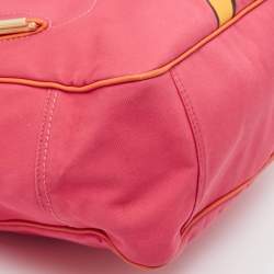 Pre Owned Coach Pink/Orange Canvas and Leather Bonnie Cashin Tote