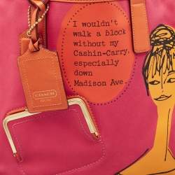 Pre Owned Coach Pink/Orange Canvas and Leather Bonnie Cashin Tote