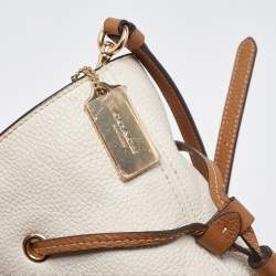 Coach Beige/Brown Leather Andy Drawstring Crossbody Bag