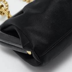 Coach Black Satin and Patent Leather Kiss Lock Chain Clutch