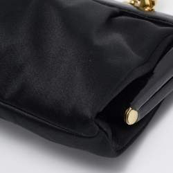 Coach Black Satin and Patent Leather Kiss Lock Chain Clutch