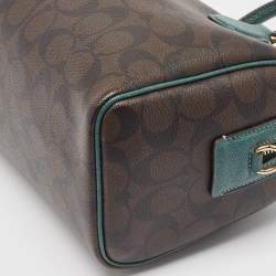 Coach Green/Brown Signature Coated Canvas and Leather Mini Bennett Satchel