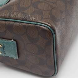 Coach Green/Brown Signature Coated Canvas and Leather Mini Bennett Satchel