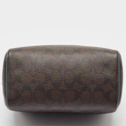Coach Green/Brown Signature Coated Canvas and Leather Mini Bennett Satchel