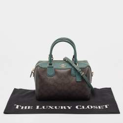 Coach Green/Brown Signature Coated Canvas and Leather Mini Bennett Satchel