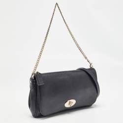 Coach Black Leather Crosstown Turnlock Crossbody Bag