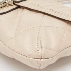 Coach Beige Quilted Leather Push Lock Crossbody Bag