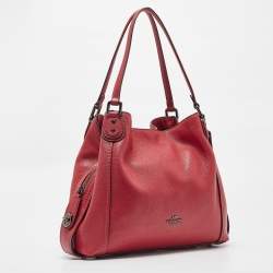 Pre Owned Coach Red Leather Edie 31 Shoulder Bag