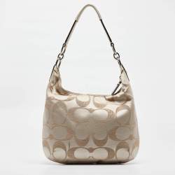 Coach Beige Signature Fabric Kristine Hobo