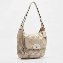 Coach Beige Signature Fabric Kristine Hobo